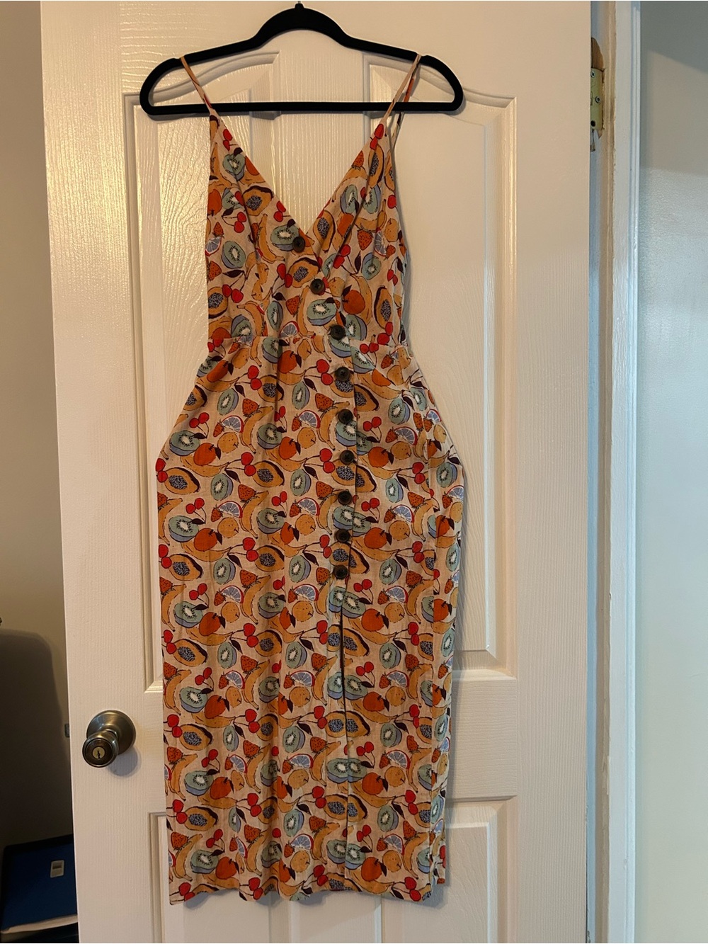 Urban Outfitters Cream Midi Dress with Orange, Red & Blue Floral Print